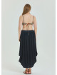 Black Plus Size Skirt with Elastic Waist and Drape Detail 4600